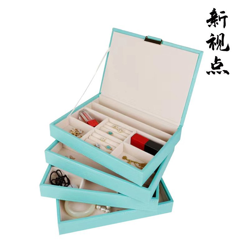 加大容量三个盘首饰品收纳盒展示会PU箱子手提便携带货看外出其他 2
