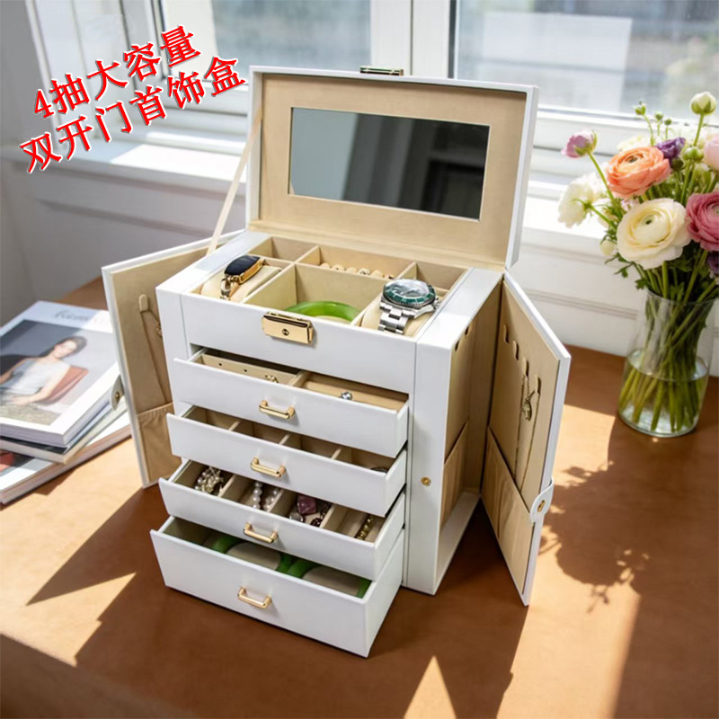 外贸跨境抽屉式饰品首饰收纳多功能珠宝收纳盒大容量饰品盒工厂 detail 6